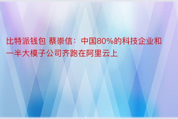 比特派钱包 蔡崇信：中国80%的科技企业和一半大模子公司齐跑在阿里云上