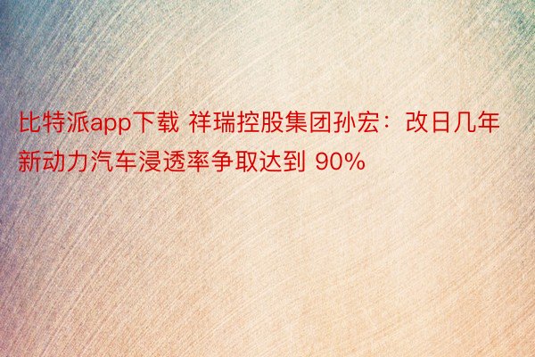 比特派app下载 祥瑞控股集团孙宏：改日几年新动力汽车浸透率争取达到 90%