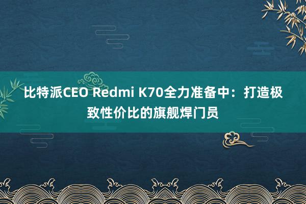比特派CEO Redmi K70全力准备中：打造极致性价比的旗舰焊门员