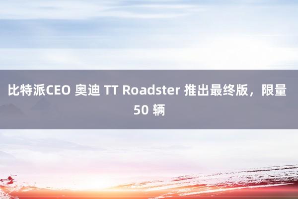 比特派CEO 奥迪 TT Roadster 推出最终版，限量 50 辆
