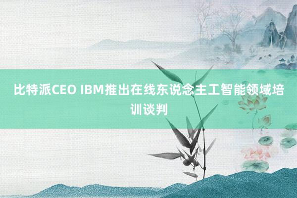 比特派CEO IBM推出在线东说念主工智能领域培训谈判