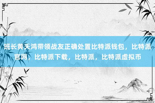 班长黄天鸿带领战友正确处置比特派钱包，比特派官网，比特派下载，比特派，比特派虚拟币