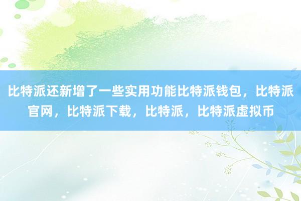   比特派还新增了一些实用功能比特派钱包，比特派官网，比特派下载，比特派，比特派虚拟币