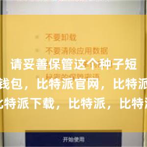   请妥善保管这个种子短语比特派钱包，比特派官网，比特派下载，比特派，比特派虚拟币